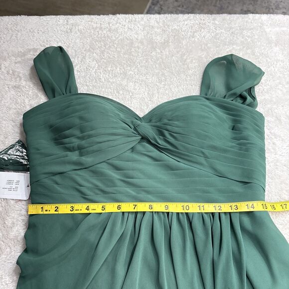 Azazie Millie Dark Green Chiffon Bridesmaid Maxi Dress A12 NWT Wedding Formal - Picture 12 of 15